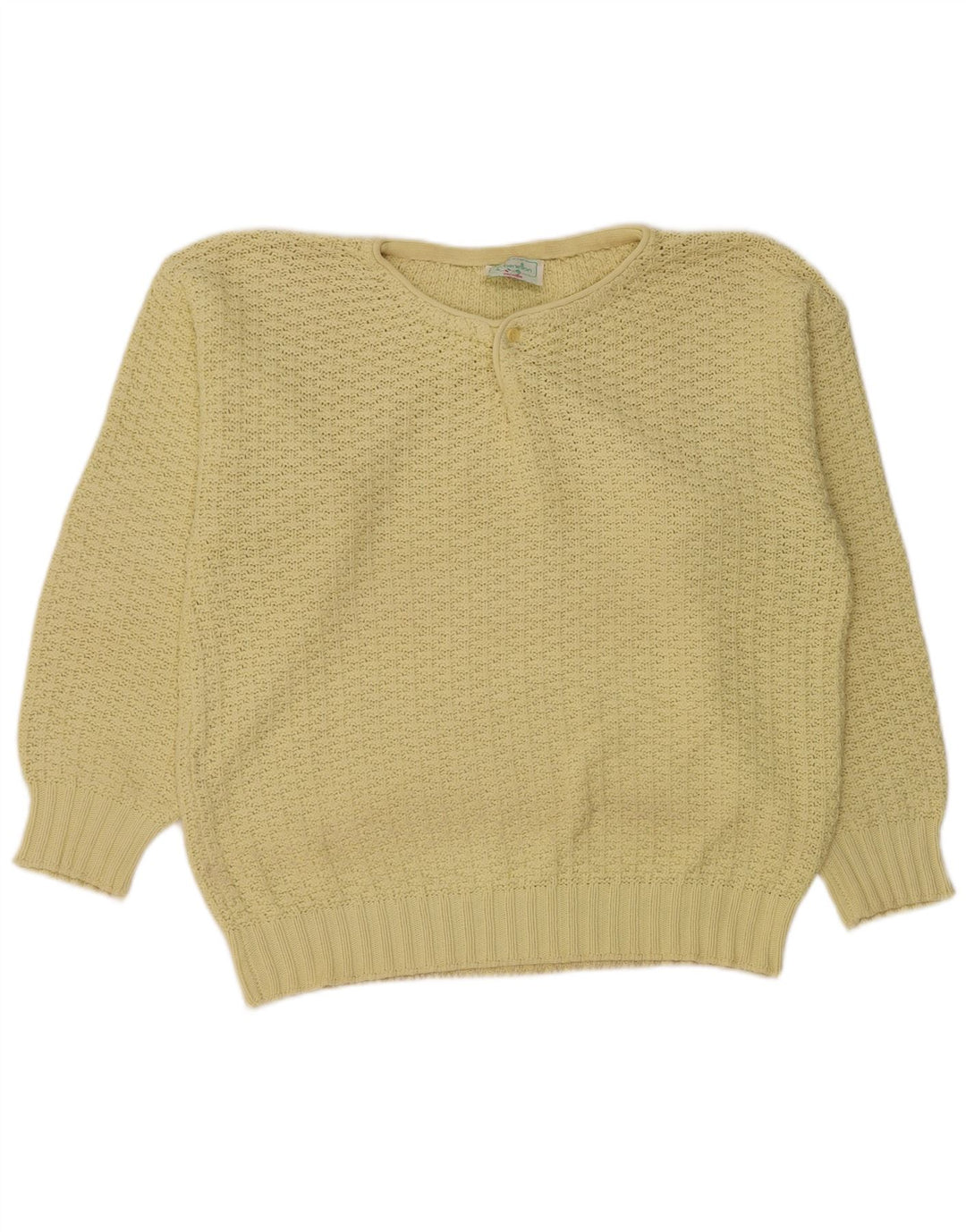 BENETTON Dame sweater med rund hals IT 50 XL Gul bomuld
