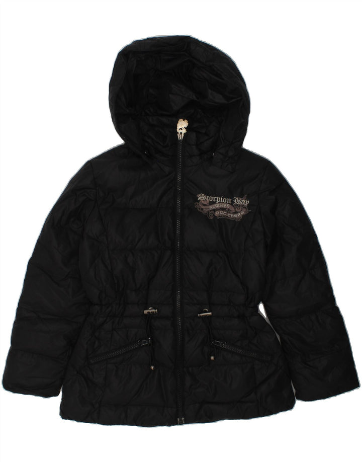 SCORPION BAY Girls Hooded Padded Jacket 11-12 Years Small  Black Nylon | Vintage Scorpion Bay | Thrift | Second-Hand Scorpion Bay | Used Clothing | Messina Hembry 