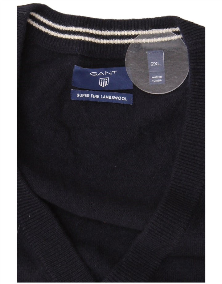 Gant herre ærmeløs cardigan sweater 2XL marineblå lammeuld