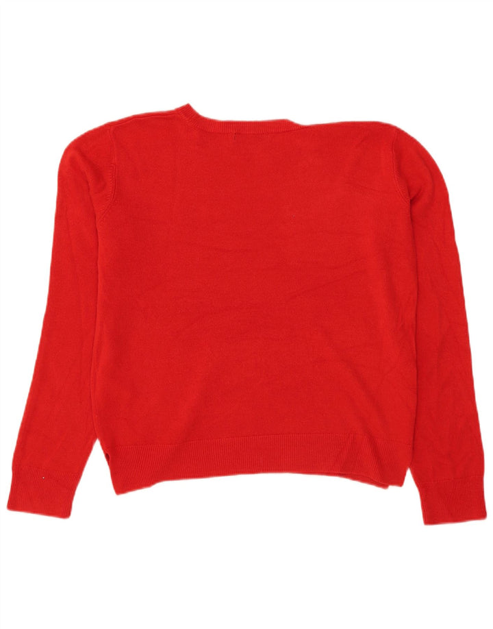 Marks & Spencer Dame Crop Crew Neck Jumper Sweater UK 12 Medium Red
