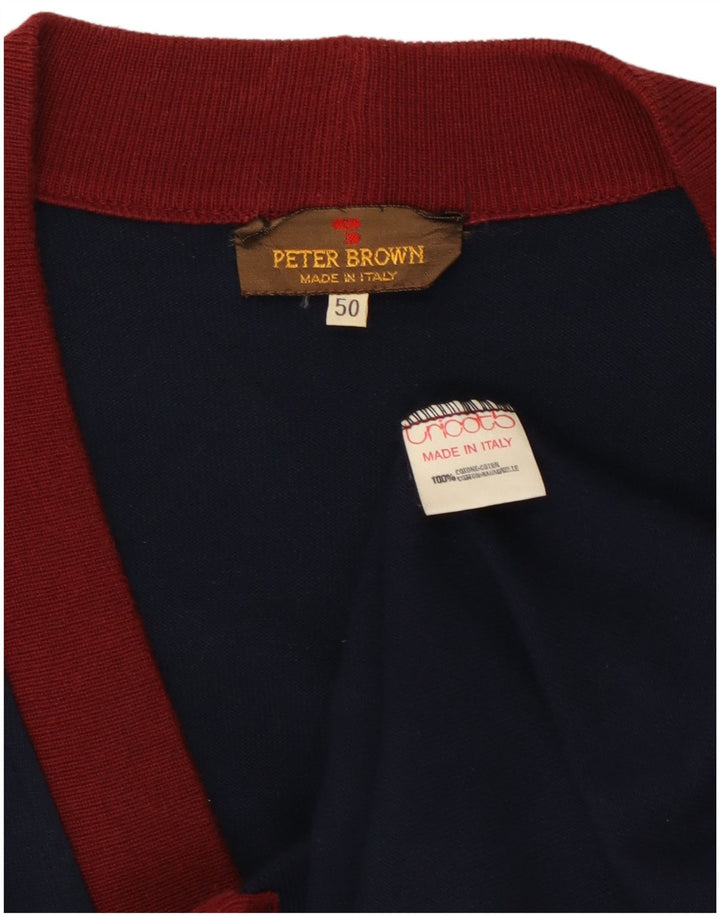 Peter Brown Herre cardigan sweater IT 50 Mellem marineblå bomuld