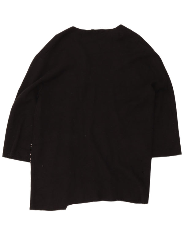 Zara Womens Longline Open Cardigan Sweater UK 16 Large Black