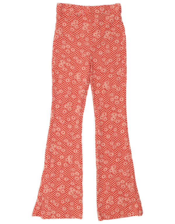 Zara Dame Flare Casual Bukser Medium W28 L33 Orange Floral Polyester
