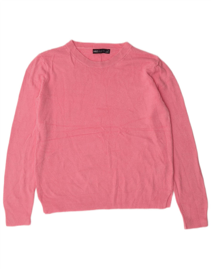 MARKS & SPENCER Dame Boat Neck Sweater UK 12 Medium Pink Akryl
