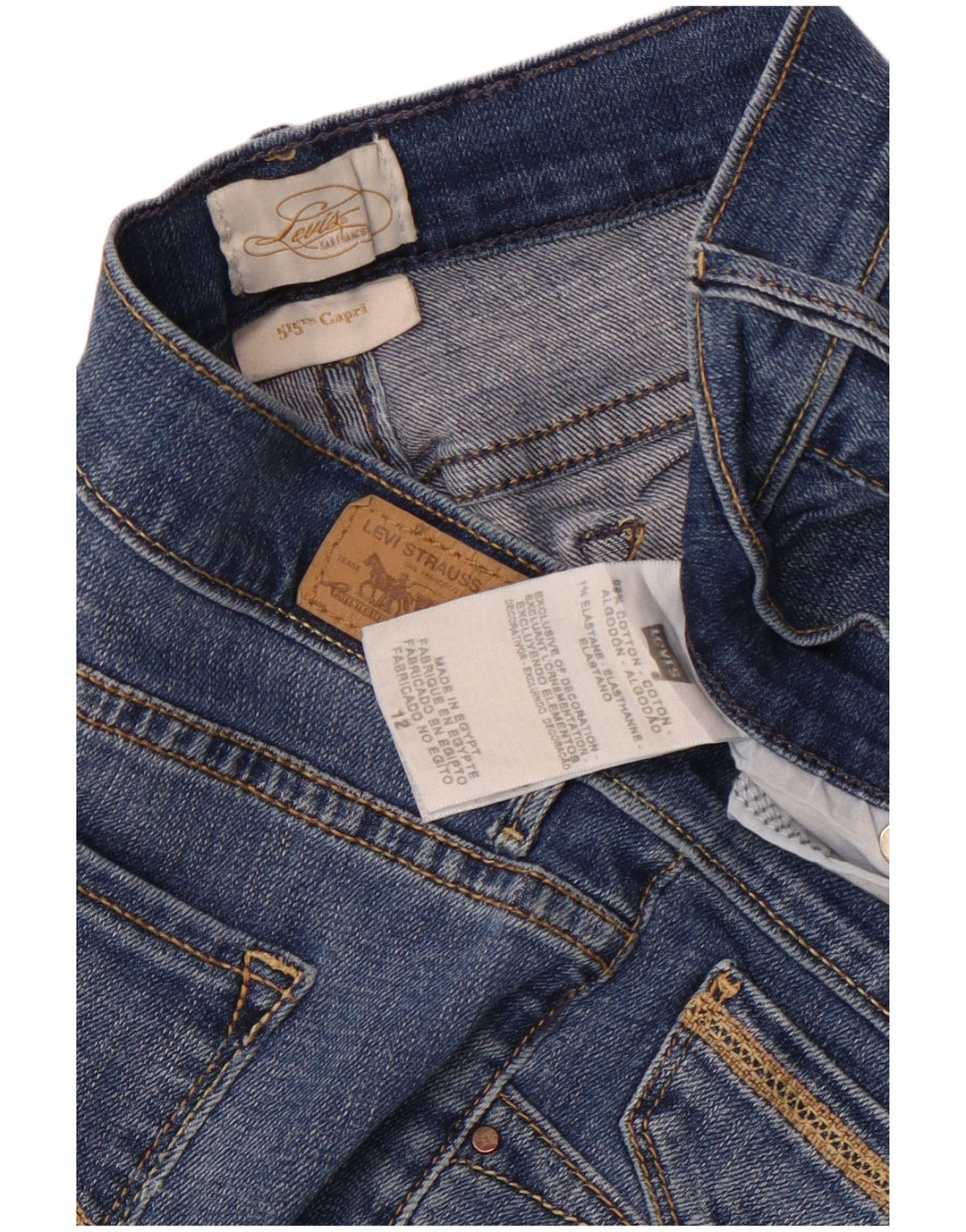 Levi's Dame 515 Capri Jeans US 12 Large W34 L18 Blå Bomuld