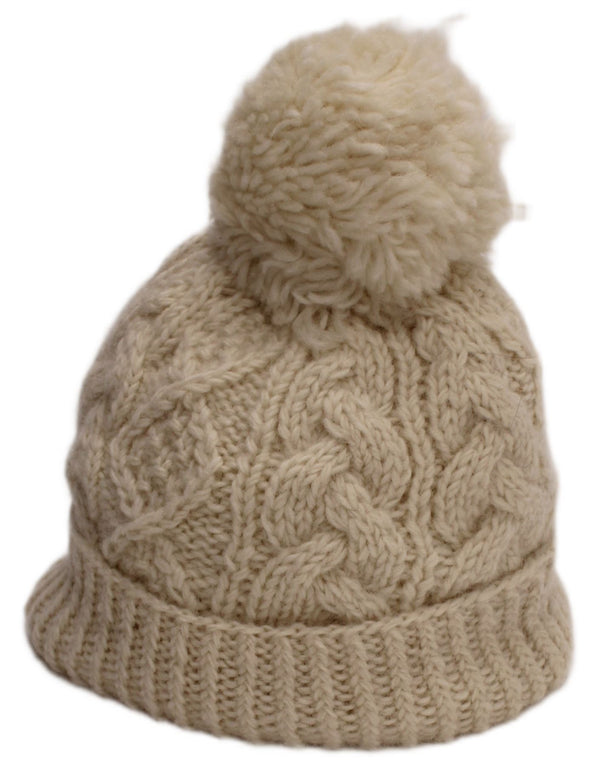 Aran Sweater Market Dame Strik Bobble Hat Large Off White Uld