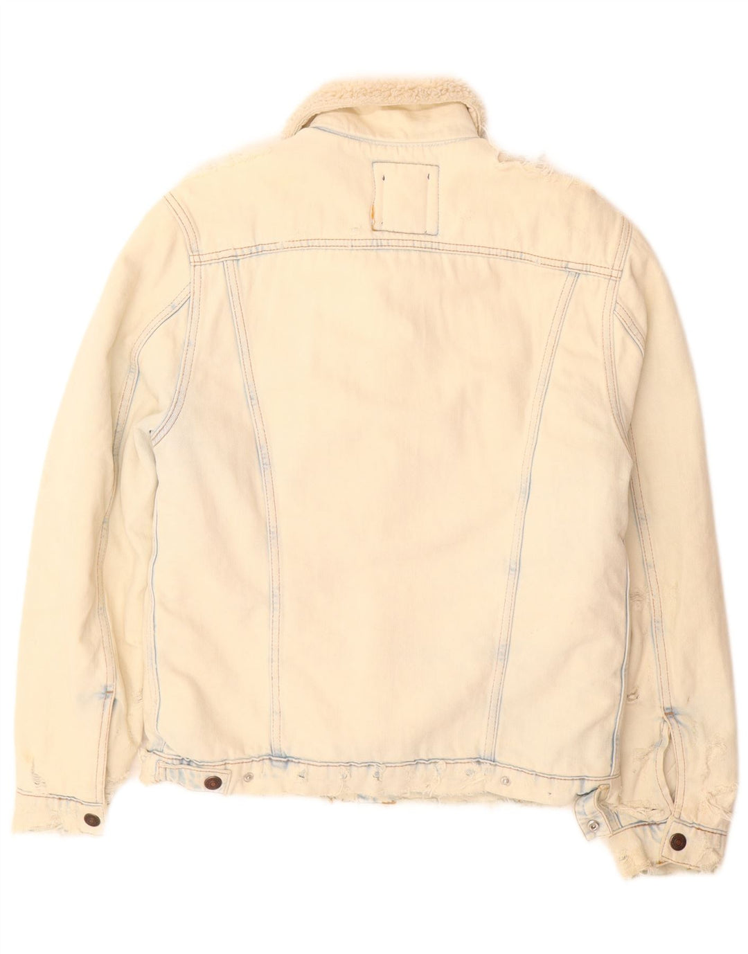 Zara Herre Sherpa denimjakke UK 36 Small Beige Bomuld