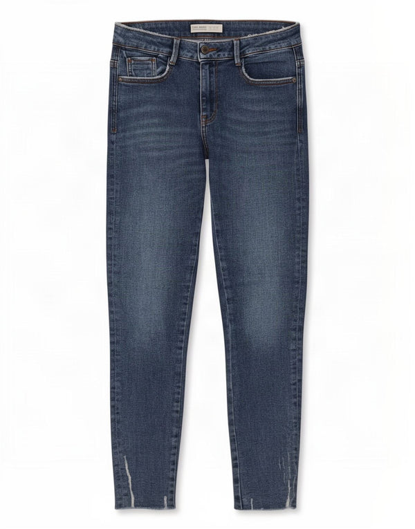 Zara Dame Distressed Skinny Jeans EU 38 Small W28 L26 Blue Cotton