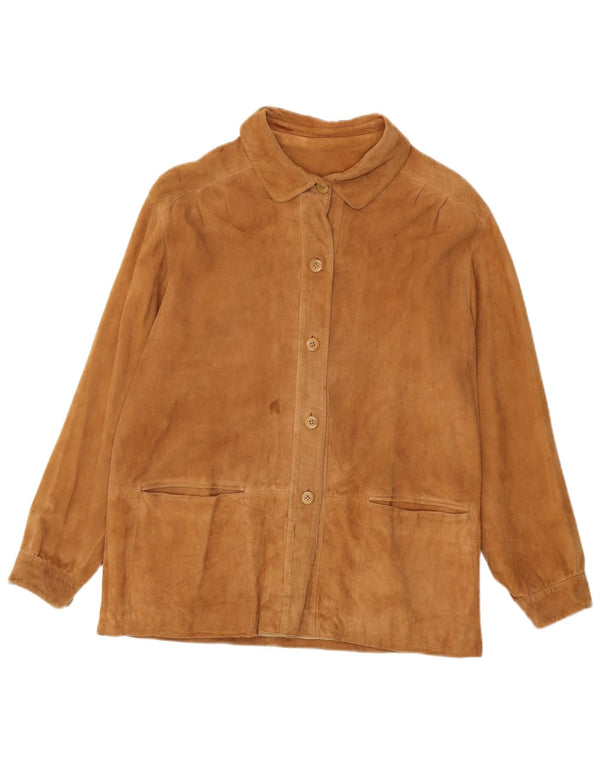 Vintage Womens Suede Jacket IT 46 Large Beige