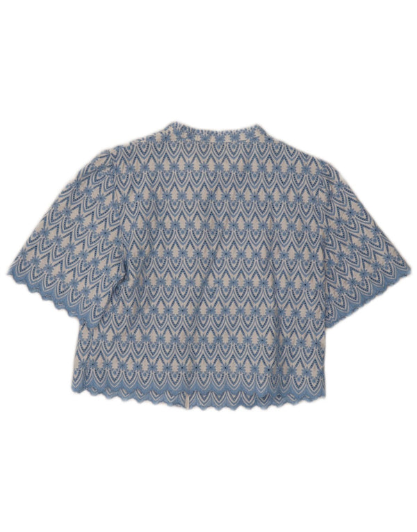 Boden Womens Crop kortærmet skjortebluse UK 6 XS Blue Floral Cotton