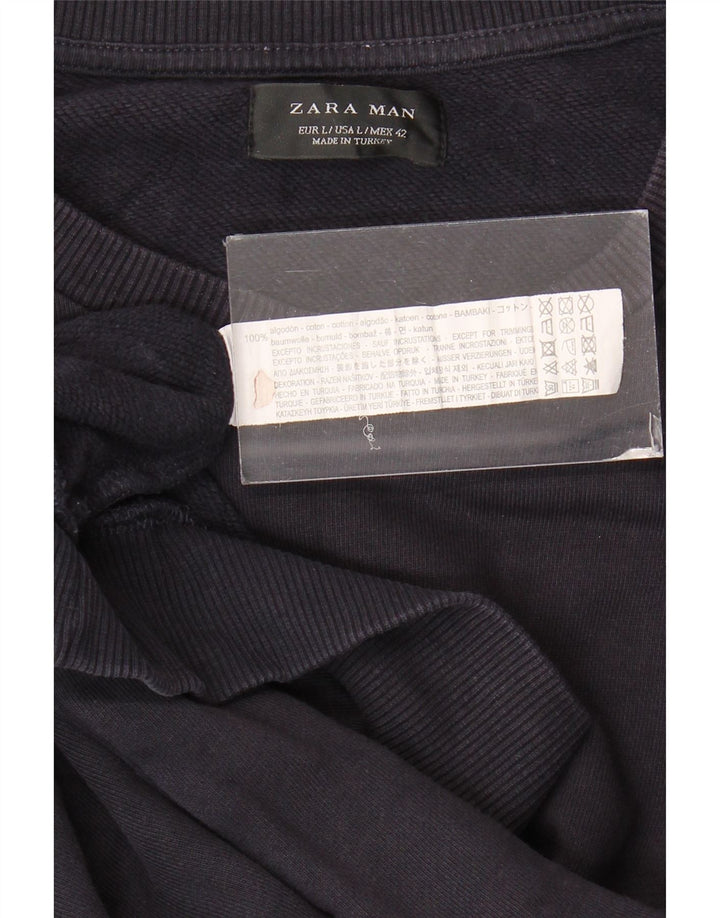 Zara Herre Sweatshirt Jumper Stor Marineblå Bomuld