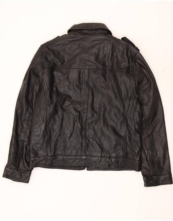 Tommy Hilfiger Herre Military Læderjakke UK 40 Large Black