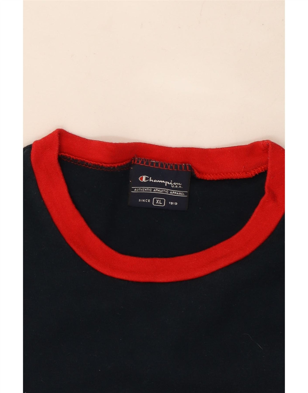 CHAMPION Grafisk T-shirt top til kvinder UK 18 XL Marineblå Colourblock Bomuld