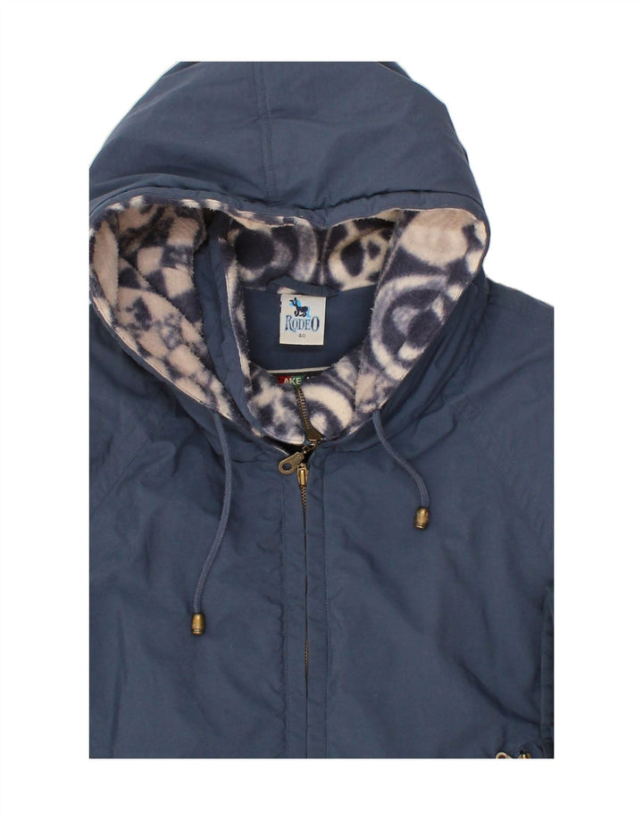 RODEO Womens Hooded Windbreaker Coat EU 40 Medium Blue Polyester Vintage Rodeo and Second-Hand Rodeo from Messina Hembry 