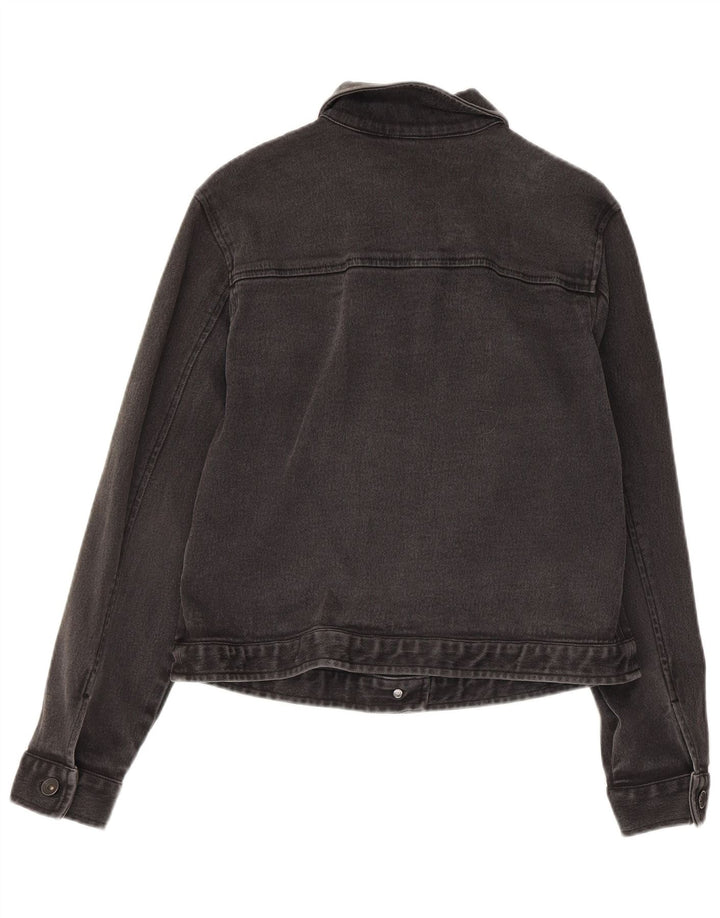 Dkny Womens Crop Denim Jacket UK 14 Large Grå Bomuld