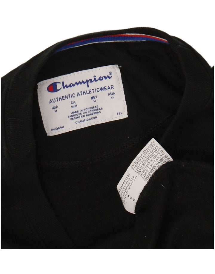 CHAMPION Womens Graphic Sweatshirt Jumper UK 14 Medium Black Polyester