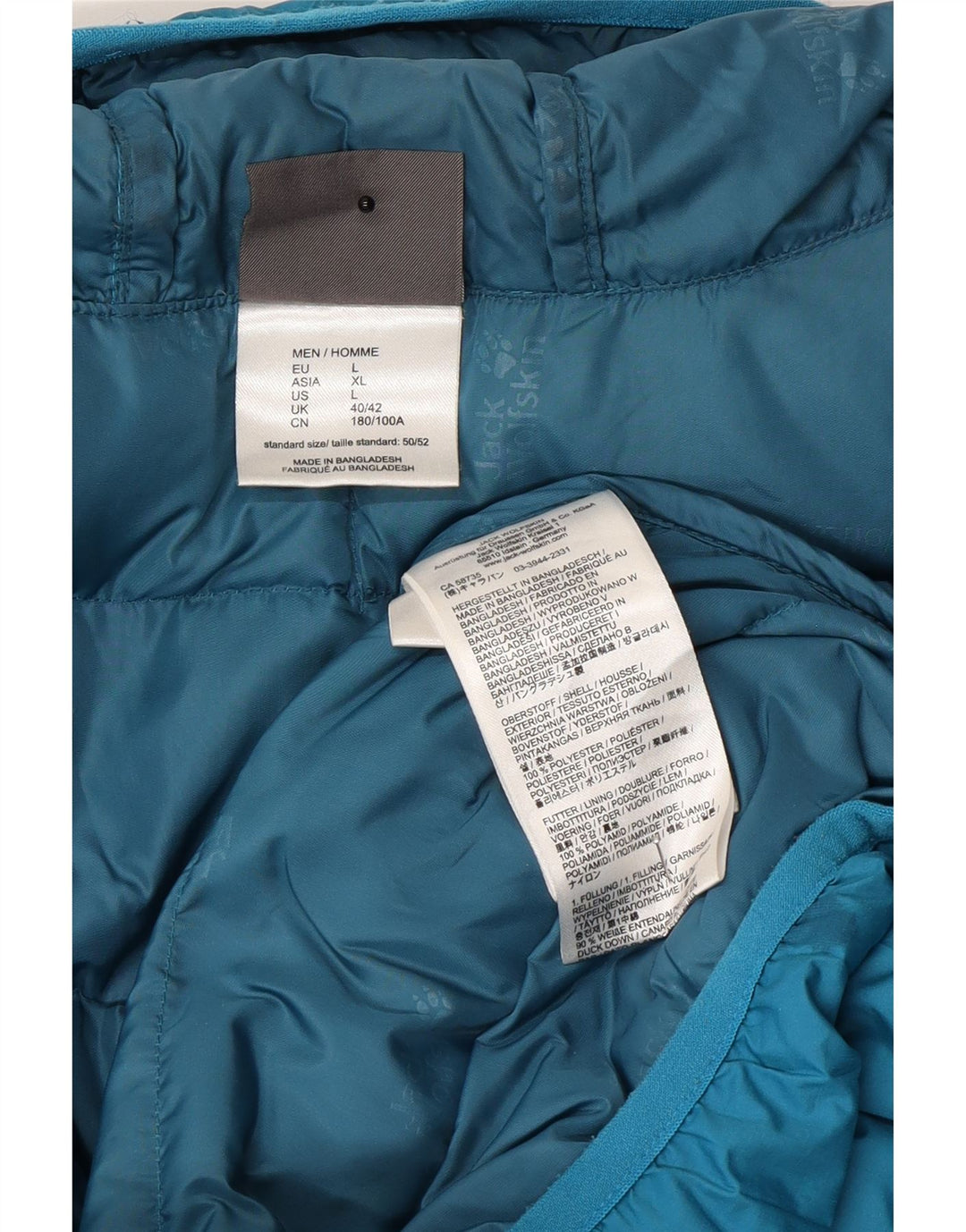 Jack Wolfskin Herre hættepolstret jakke UK 40/42 Large Blue Polyester