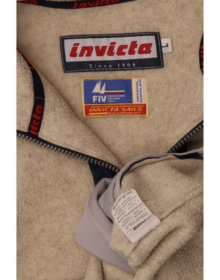 Invicta herre lynlås hals fleece jumper stor beige colourblock polyester