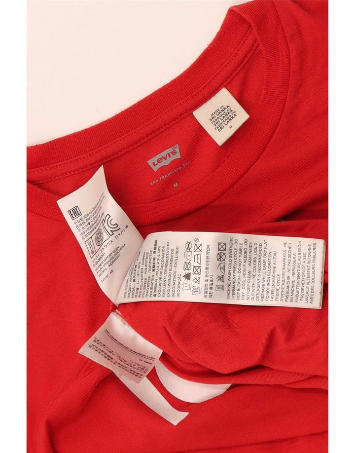 Levi's Dame Grafisk T-Shirt Top UK 12 Medium Rød Modal