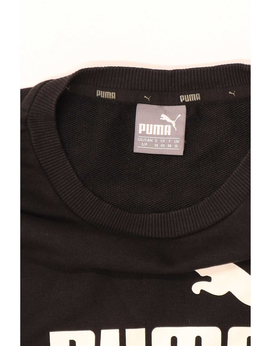 Puma Dame Grafisk Oversized Sweatshirt Jumper UK 10 Lille Sort