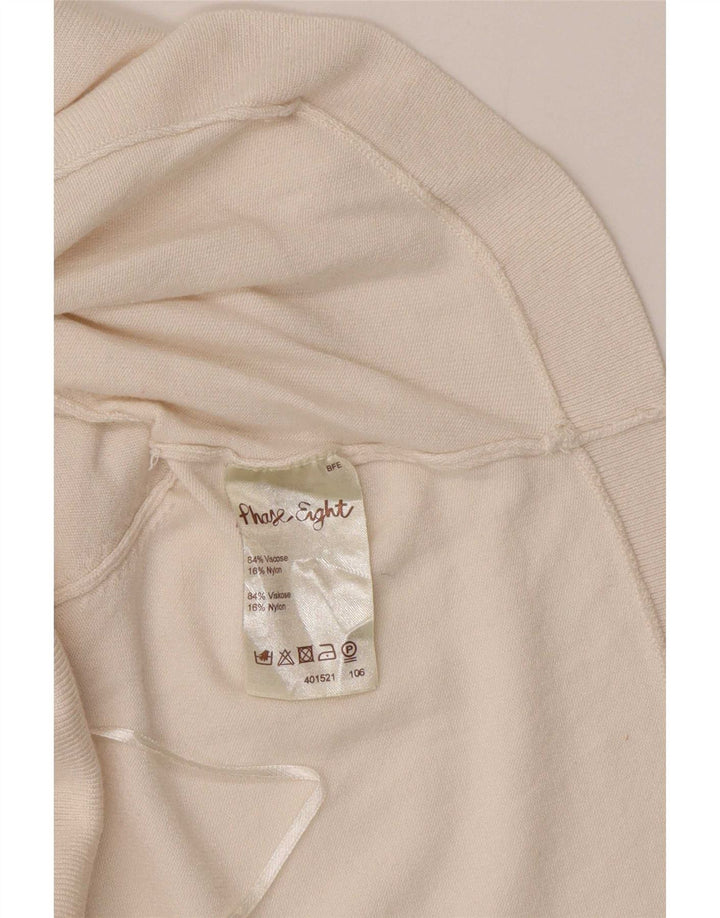 Fase otte kvinder 3/4 ærmer åben Bolero Jumper UK 12 Medium White Viscose