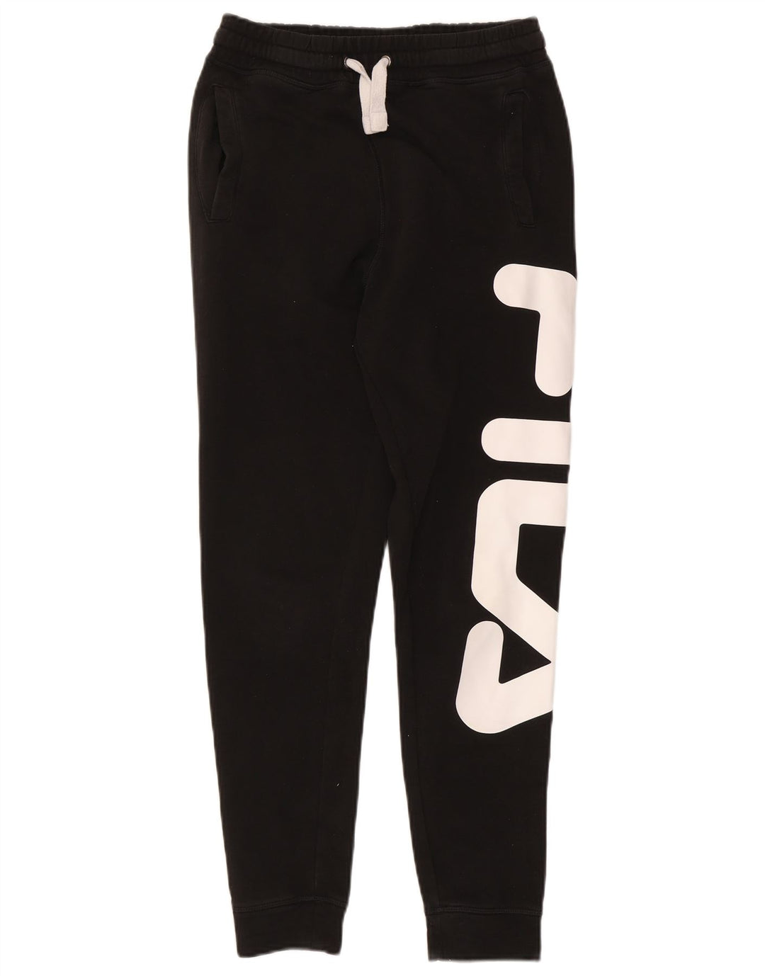 Fila Dame grafisk træningsdragt Bukser Joggers UK 8 Small Black Bomuld