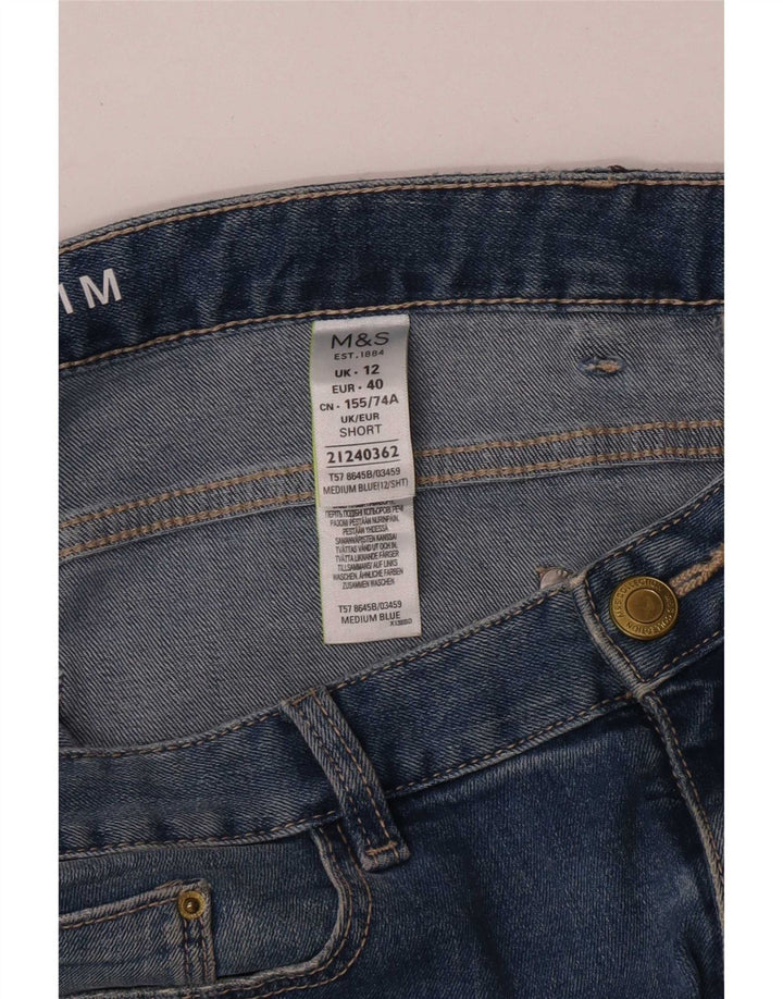Marks & Spencer Dame Slim Jeans UK 12 Medium W32 L28 Blue Floral
