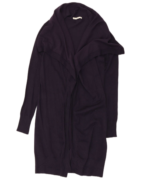 Zara Womens Longline Open Cardigan Sweater UK 12 Medium Navy Blue Viscose