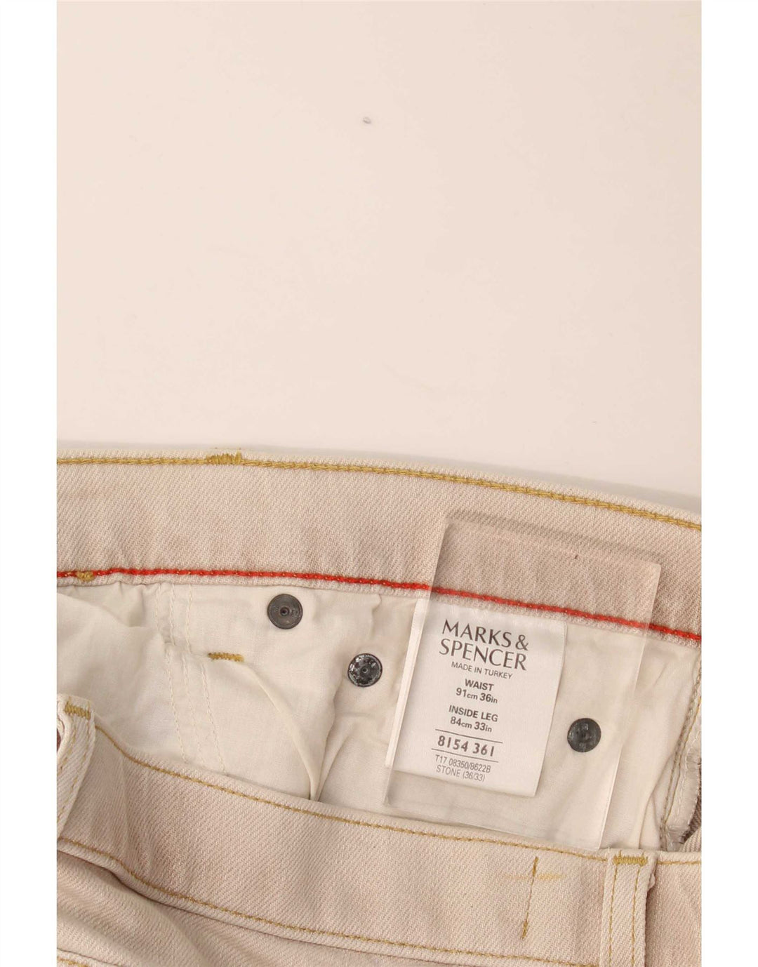 Marks & Spencer Straight Jeans til mænd W36 L33 Beige Bomuld