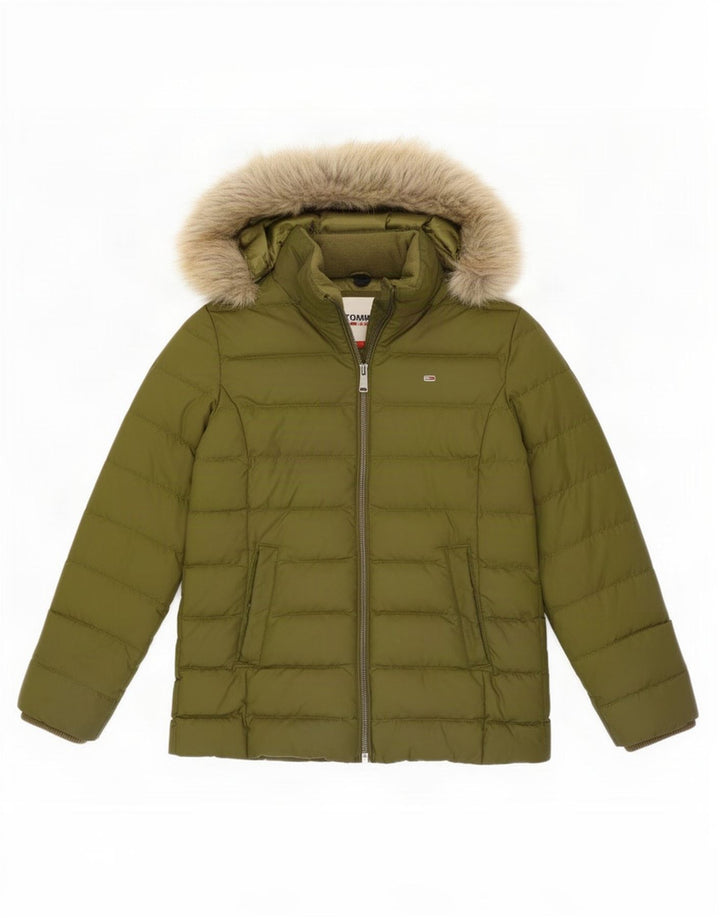 Tommy Hilfiger Dame Hættejakke UK 10 Small Khaki Polyester