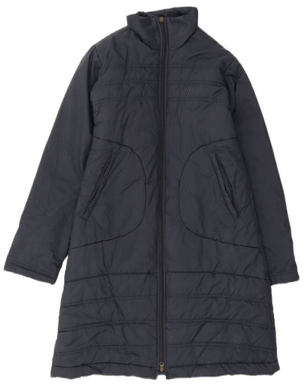 Adidas Dame Polstret Overfrakke UK 12 Medium Navy Blue Polyester