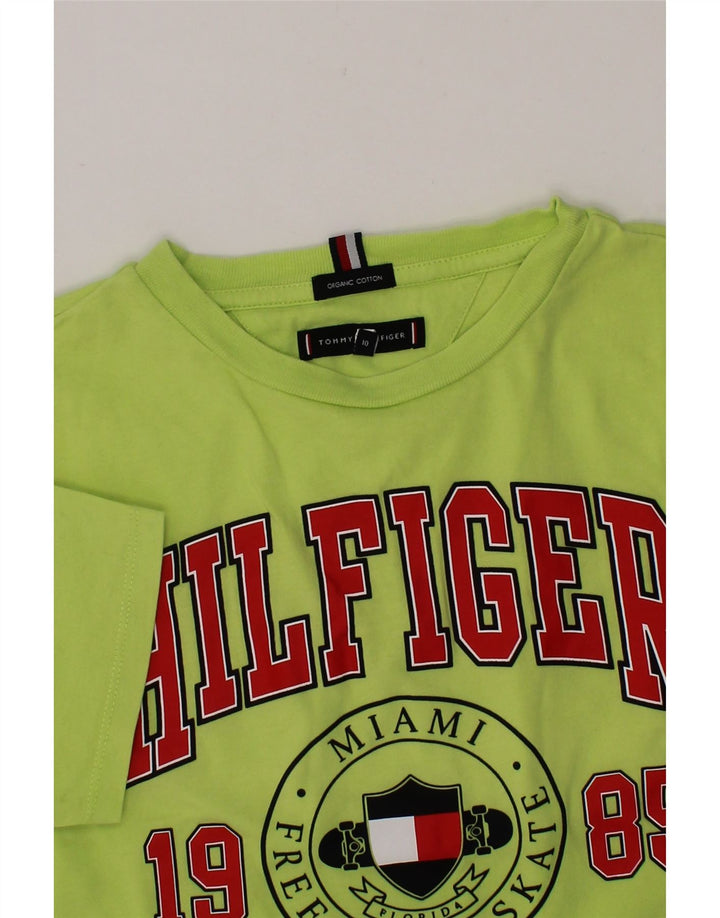 TOMMY HILFIGER Boys Graphic T-Shirt Top 9-10 Years Green Vintage Tommy Hilfiger and Second-Hand Tommy Hilfiger from Messina Hembry 