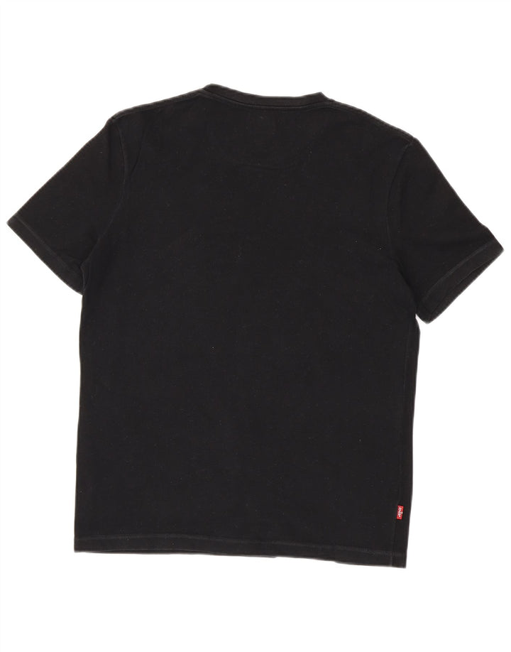 LEVI'S Dame T-Shirt Top UK 12 Medium Sort Bomuld