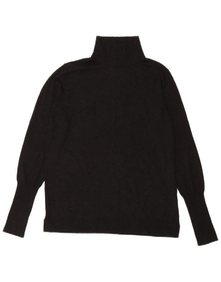 Zara Dame Turtle Neck Jumper Sweater UK 14 Large Black Modal