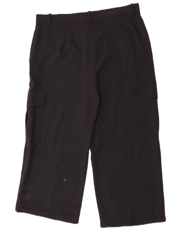 Marks & Spencer Dame Crop Straight Cargo Bukser UK 18 XL W38 L25 Sort