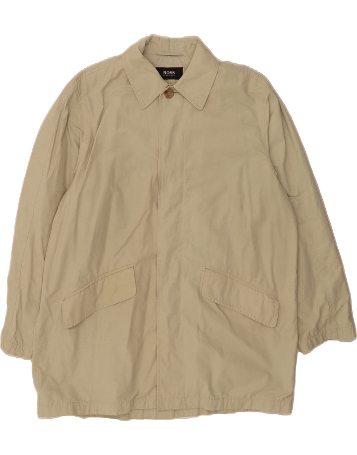 HUGO BOSS Mens Overcoat IT 54 2XL Beige Cotton Vintage Hugo Boss and Second-Hand Hugo Boss from Messina Hembry 