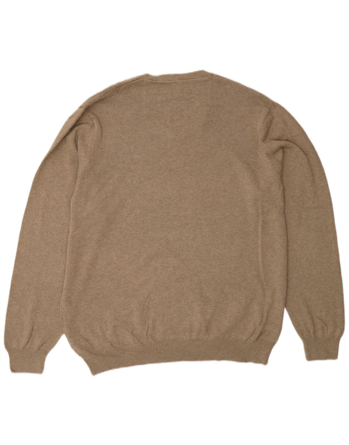 Marks & Spencer Herre Regular Fit V-hals sweater XL Beige Bomuld
