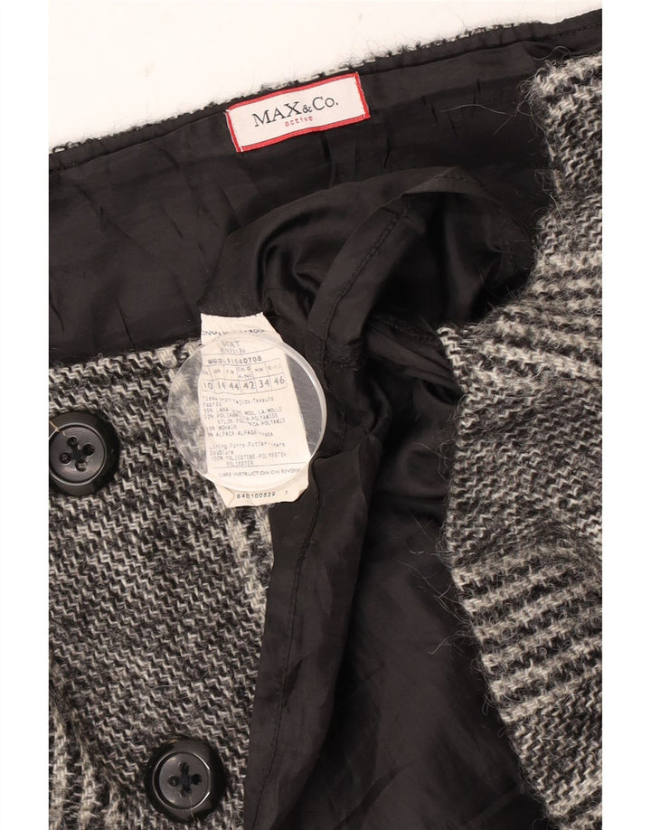 Max & Co. Kvinders Mini Wrap Nederdel UK 14 Large W34 Grey Check Wool