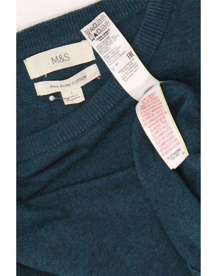 Marks & Spencer Herre sweater med rund hals, stor turkis bomuld