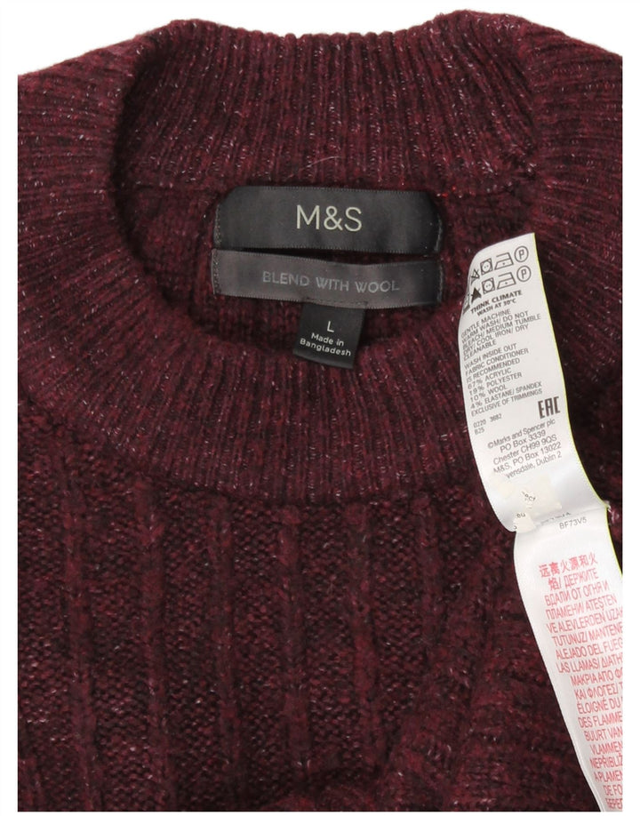Marks & Spencer Herre sweater med rund hals, stor Bourgogne-flettet
