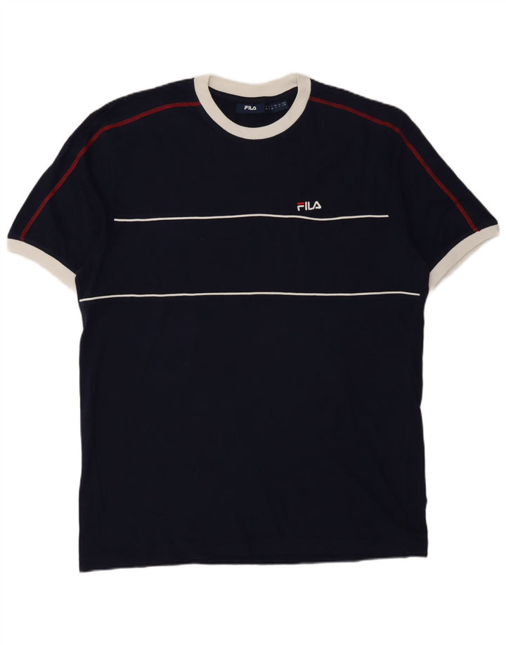Fila Herre T-shirt Top Stor marineblå stribet bomuld