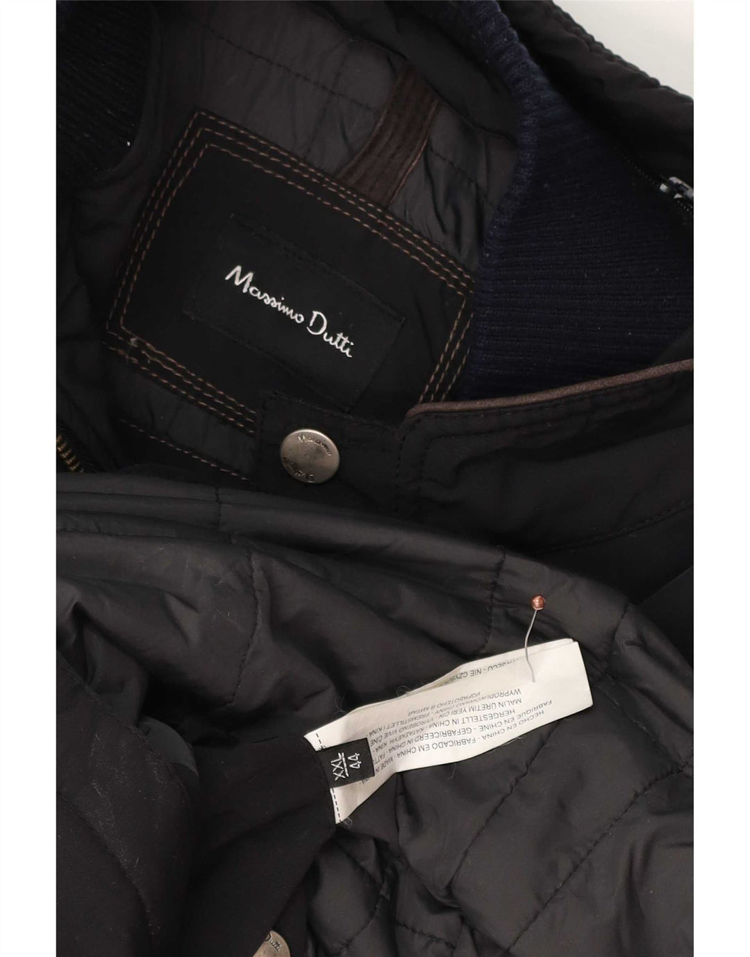 Massimo Dutti Herre Windbreaker Coat UK 44 2XL Sort Polyester