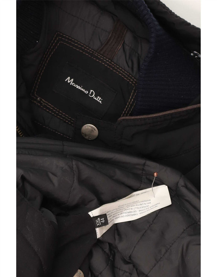 Massimo Dutti Herre Windbreaker Coat UK 44 2XL Sort Polyester