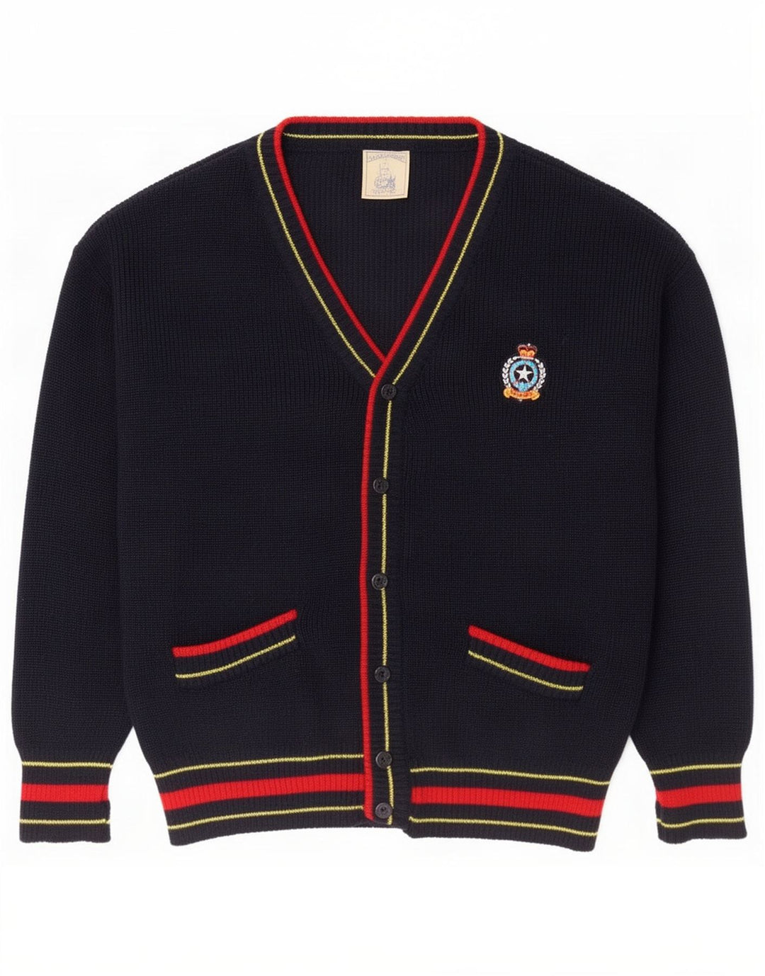 Vintage herre cardigan sweater Stor marineblå uld