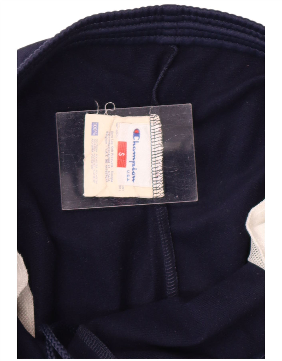 CHAMPION Mens Graphic Tracksuit Trousers Small  Navy Blue Colourblock
