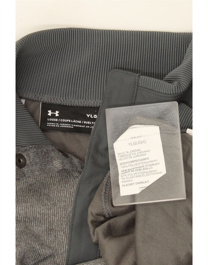 Under Armour Boys Button Neck Sweatshirt Jumper 11-12 Years Large Grå