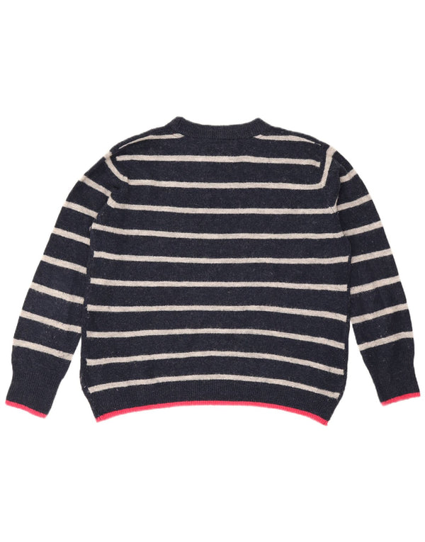 Joules Dame Grafisk Boat Neck Jumper Sweater UK 12 Medium Navy Blue