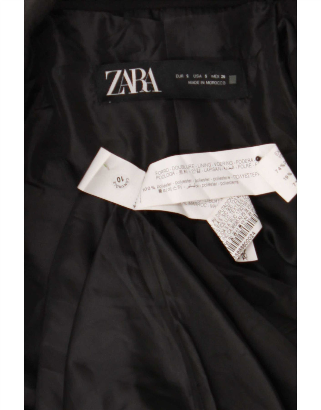 Zara Dobbeltradet blazerjakke til mænd UK 36 Small Black Polyester
