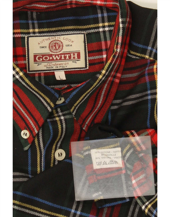 Vintage flannelskjorte til mænd, stor flerfarvet ternet bomuld