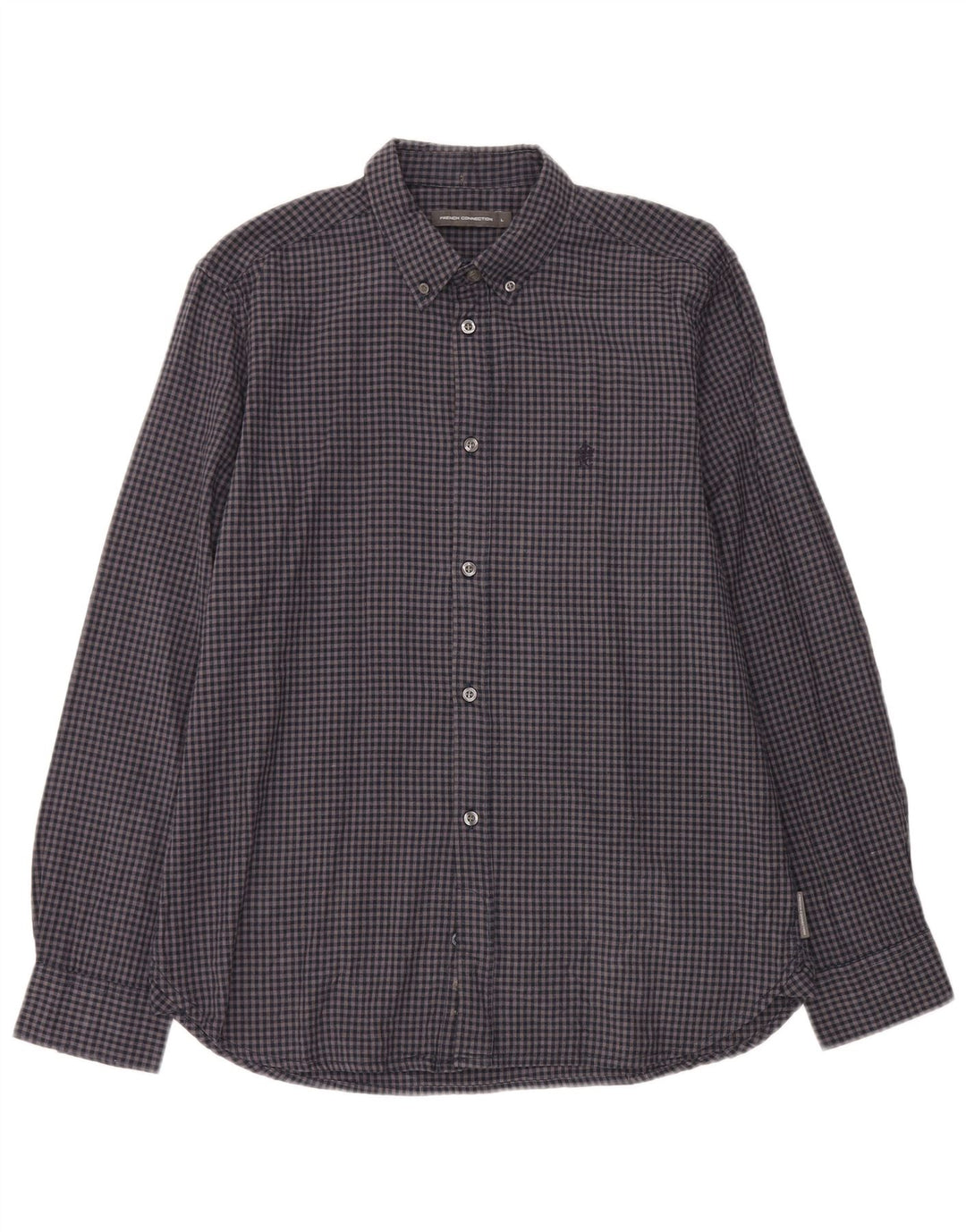French Connection Herre flannelskjorte Stor marineblå Gingham bomuld